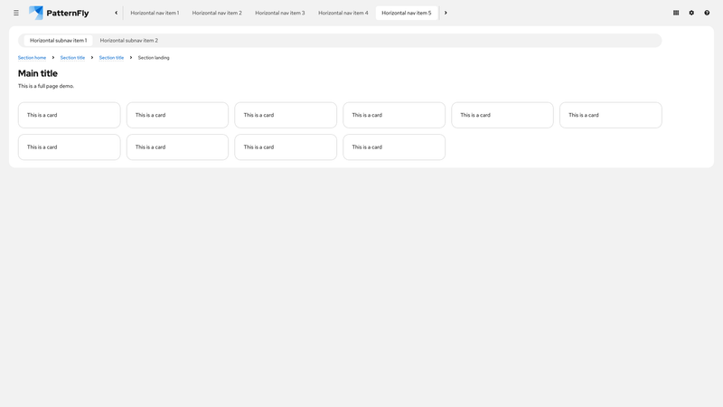 Horizontal nav with horizontal subnav screenshot