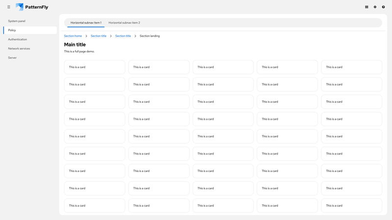 Sticky horizontal subnav screenshot