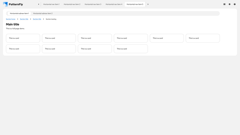 Horizontal nav with horizontal subnav screenshot