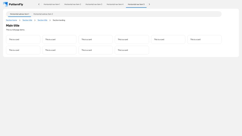 Horizontal nav with horizontal subnav screenshot