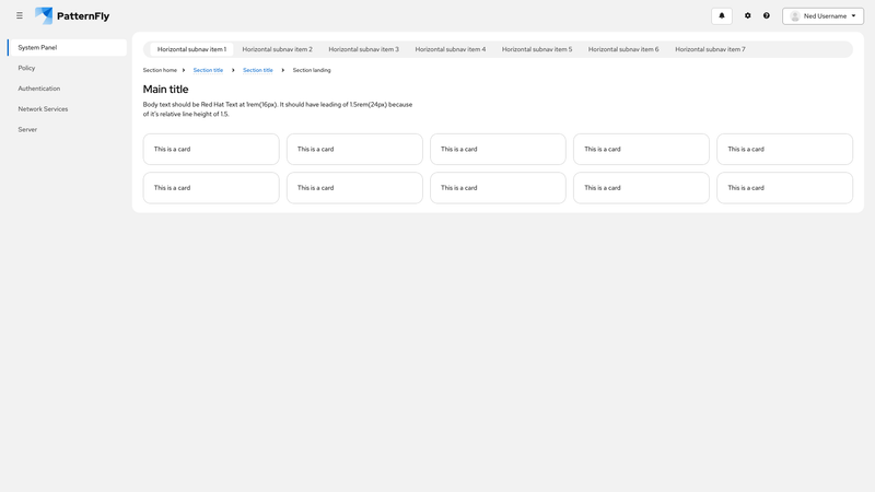 Horizontal subnav screenshot