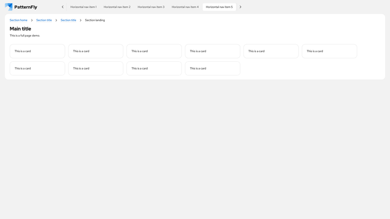 Horizontal nav screenshot