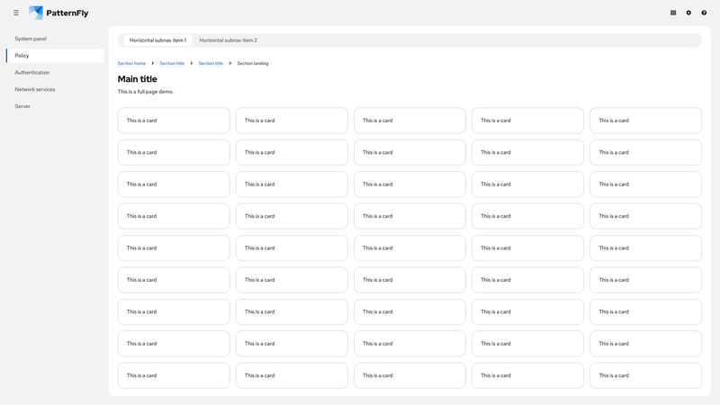 Sticky horizontal subnav screenshot
