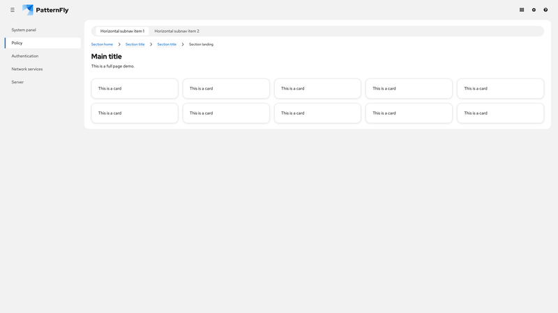 Horizontal subnav screenshot