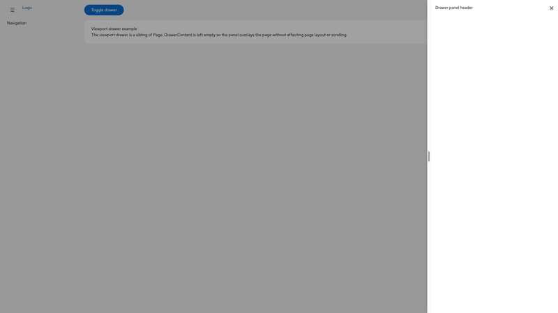 Expanded resizable viewport drawer screenshot