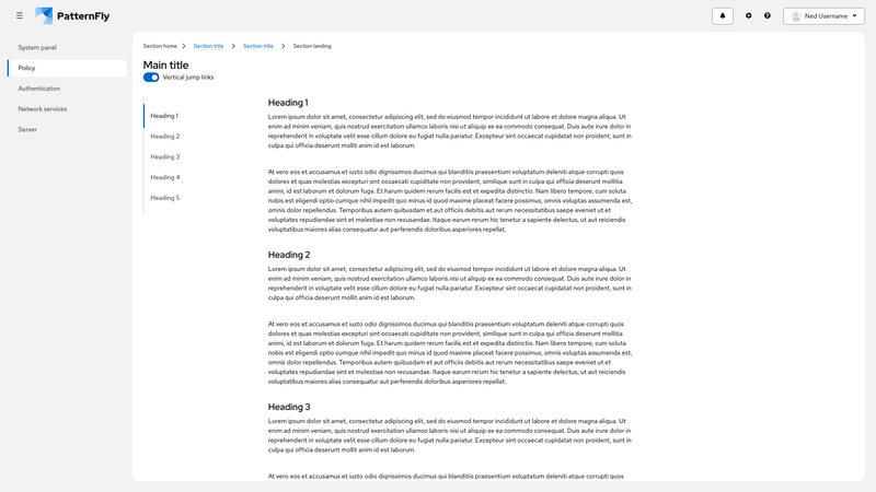 Scrollspy with subsections screenshot