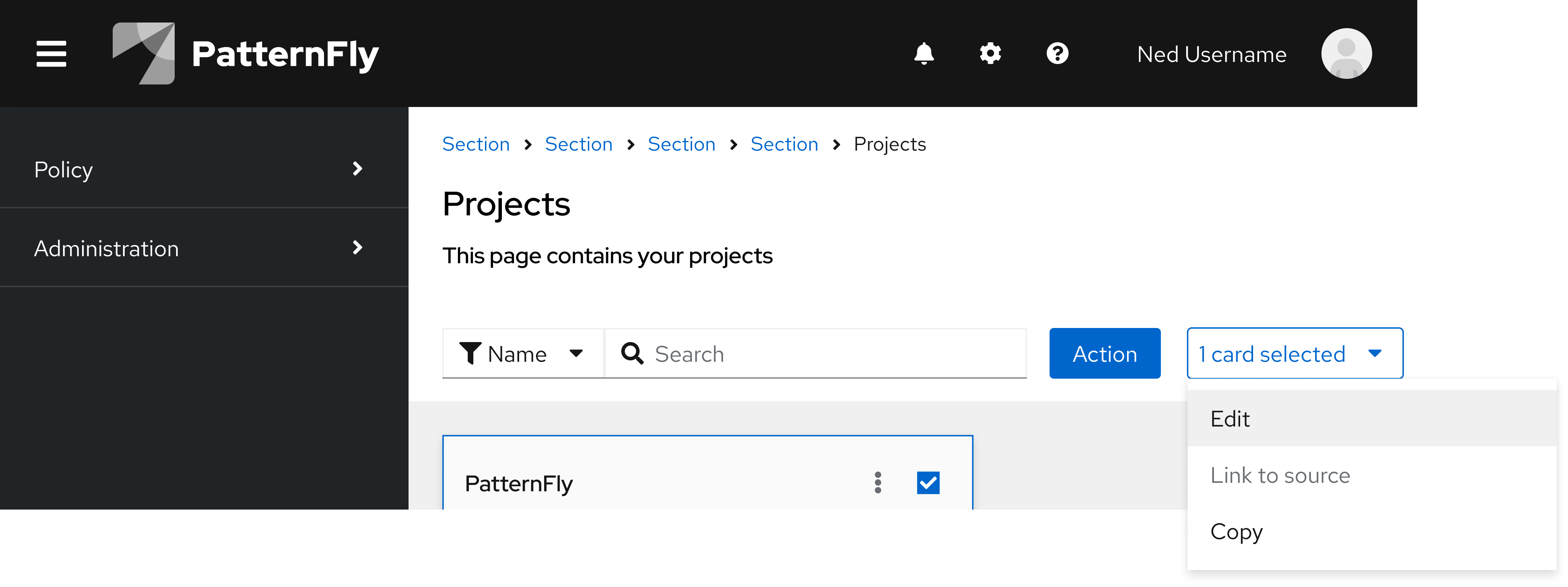 A toolbar with a primary action button and a secondary dropdown menu toggle.