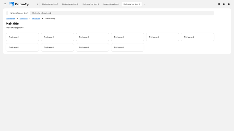 Horizontal nav with horizontal subnav screenshot