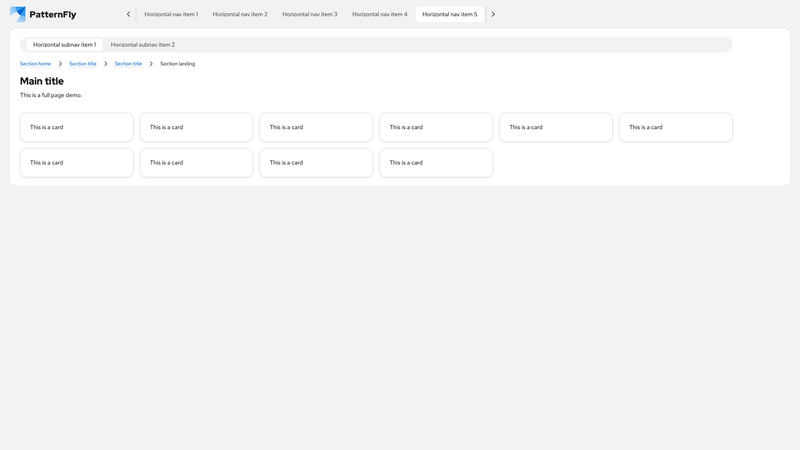 Horizontal nav with horizontal subnav screenshot