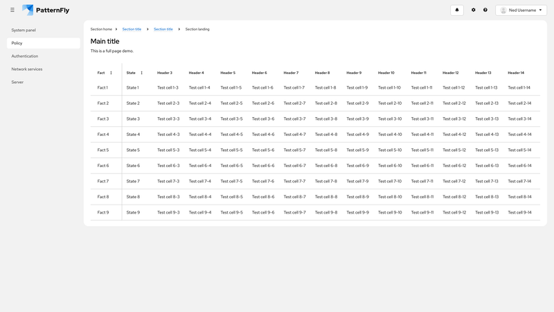 Sticky first column screenshot