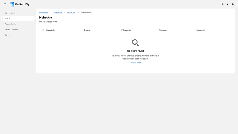 Empty state screenshot