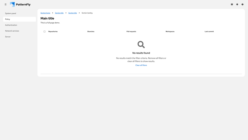 Empty state screenshot