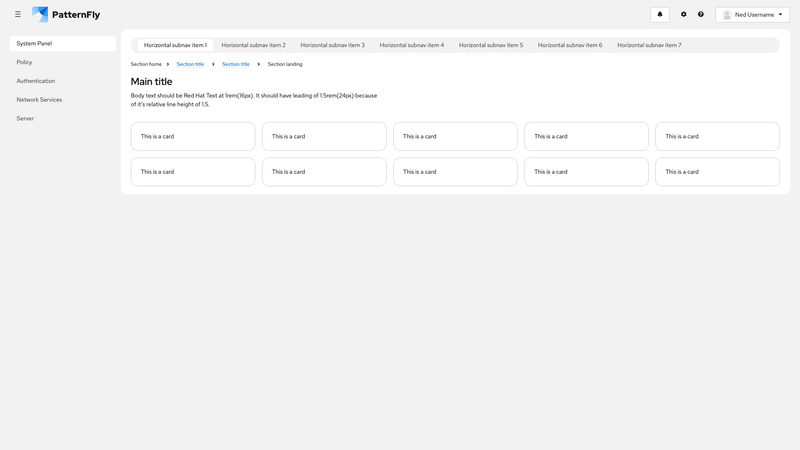 Horizontal subnav screenshot