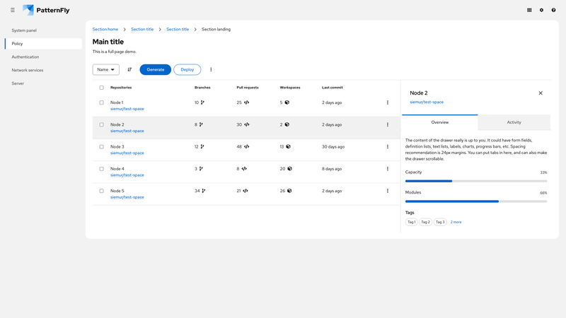 Tables and tabs screenshot