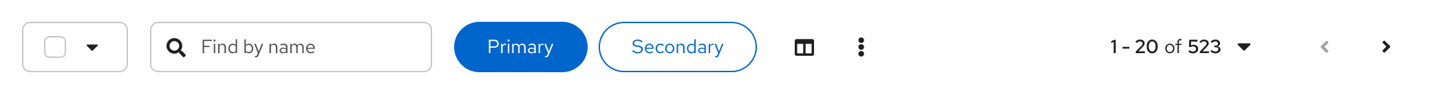 Example of a primary button inside a toolbar
