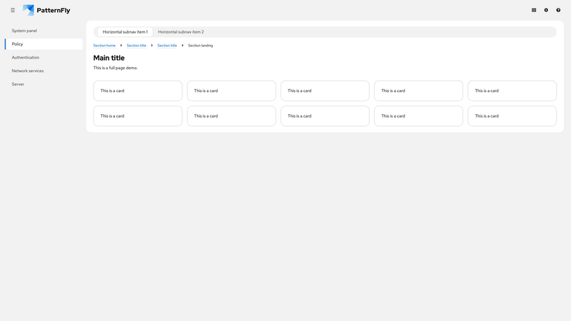 Horizontal subnav screenshot