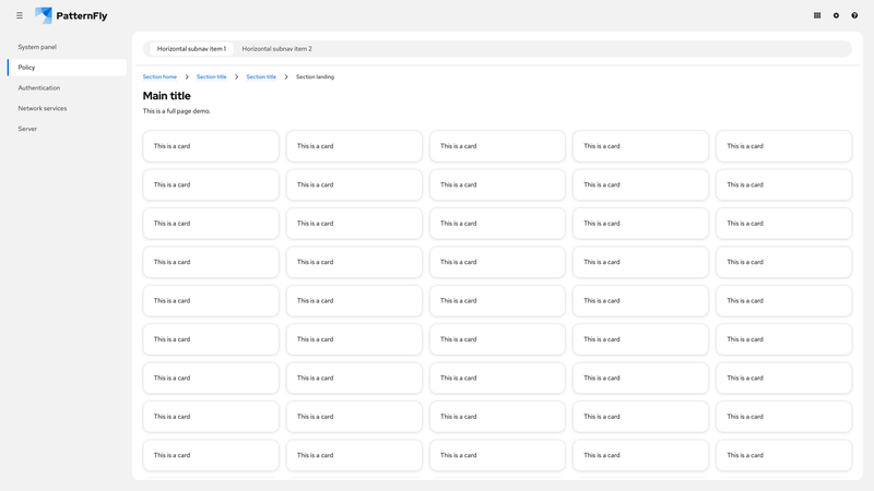 Sticky horizontal subnav screenshot