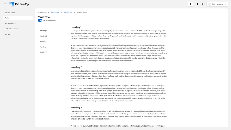Scrollspy with subsections screenshot