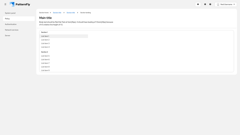 Primary-detail simple list in card screenshot