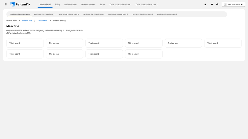 Horizontal nav with horizontal subnav screenshot