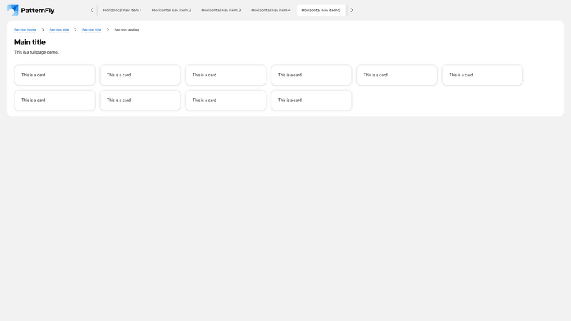 Horizontal nav screenshot