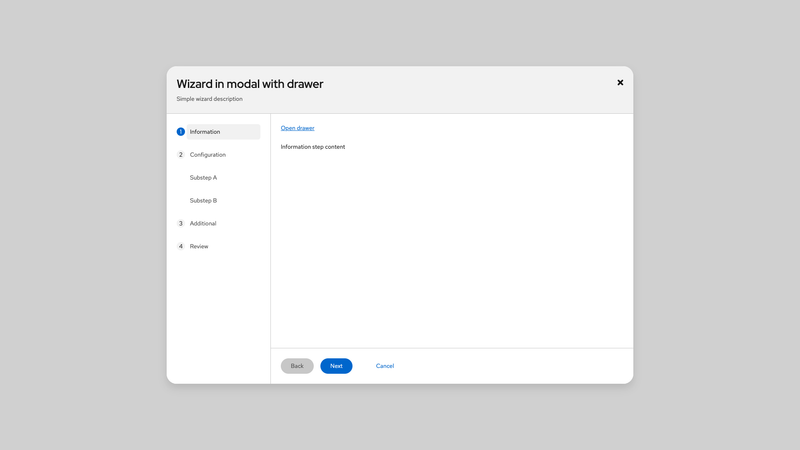 In modal, with drawer screenshot