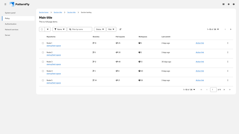 Sticky header screenshot