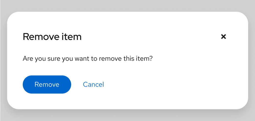 Example of a link button in a modal