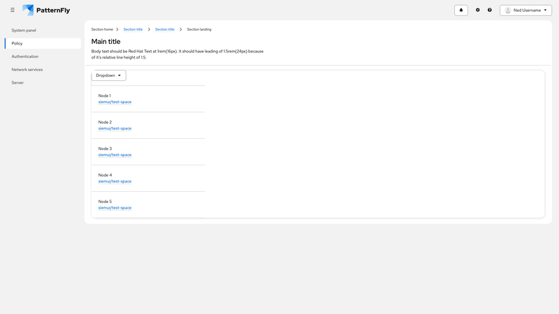 Primary-detail data list in card screenshot