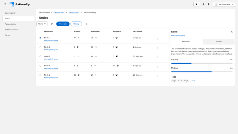 Tables and tabs screenshot