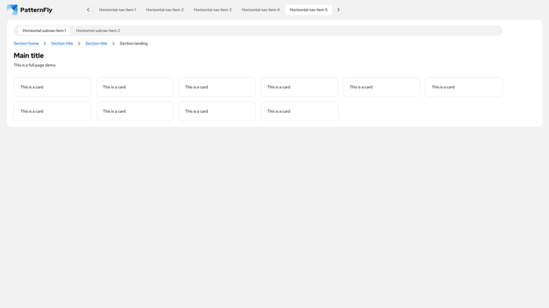 Horizontal nav with horizontal subnav screenshot
