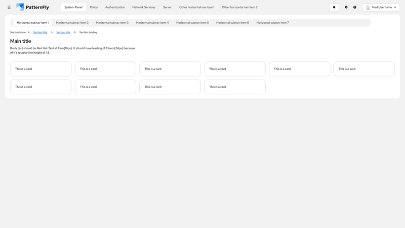 Horizontal nav with horizontal subnav screenshot