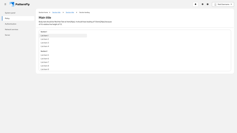 Primary-detail simple list in card screenshot