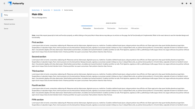 Horizontal jump links screenshot