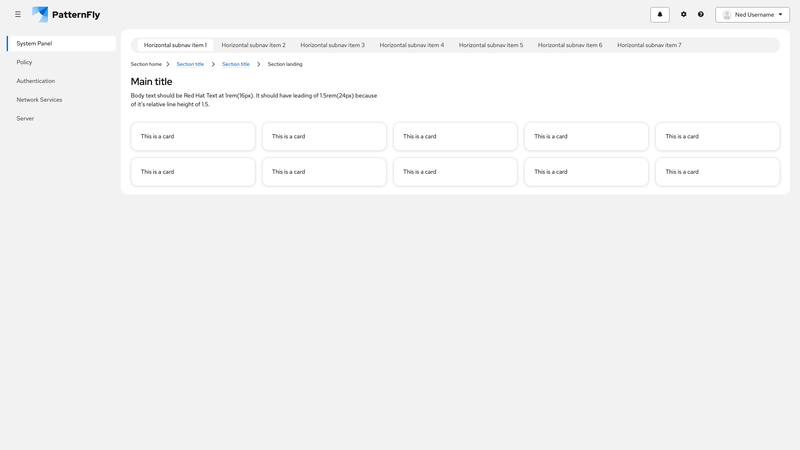 Horizontal subnav screenshot