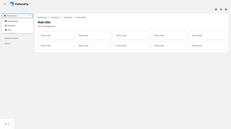Context selector expanded in sidebar screenshot