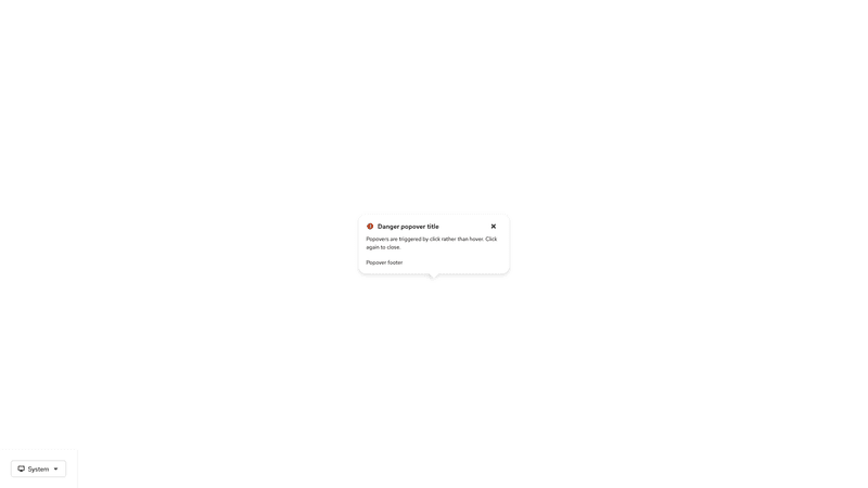 Danger alert popover screenshot