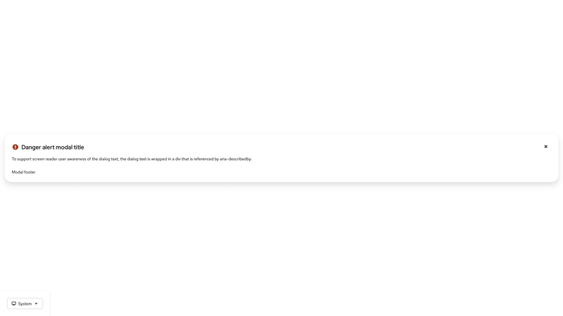 Danger alert with modifier on modal title screenshot