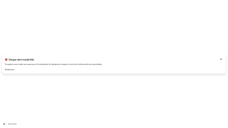 Danger alert with modifier on modal title screenshot