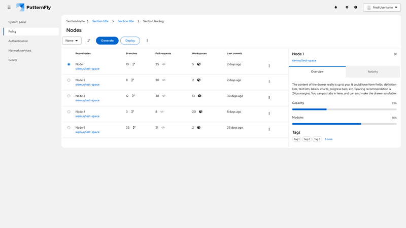 Tables and tabs screenshot