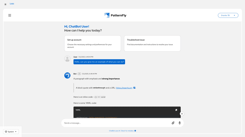 Embedded ChatBot screenshot