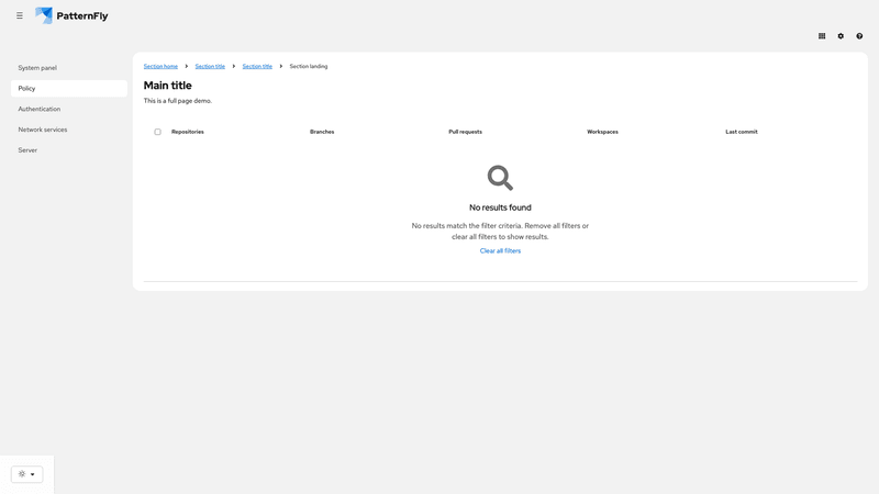 Empty state screenshot