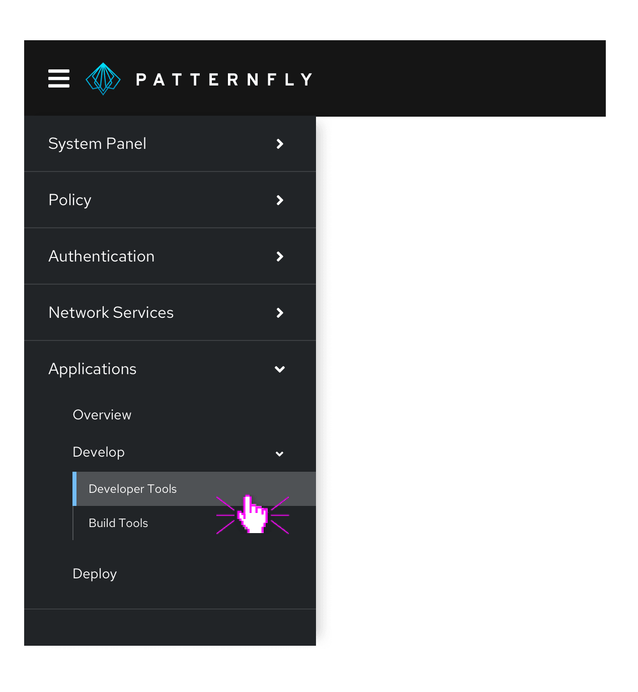 Example of expandable tertiary vertical navigation