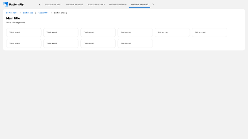 Horizontal nav screenshot