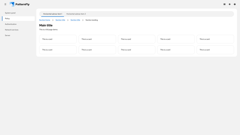 Horizontal subnav screenshot
