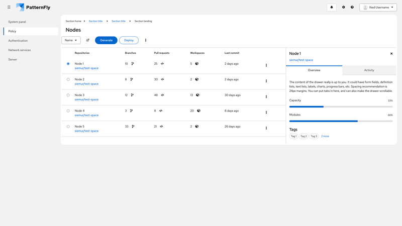 Tables and tabs screenshot