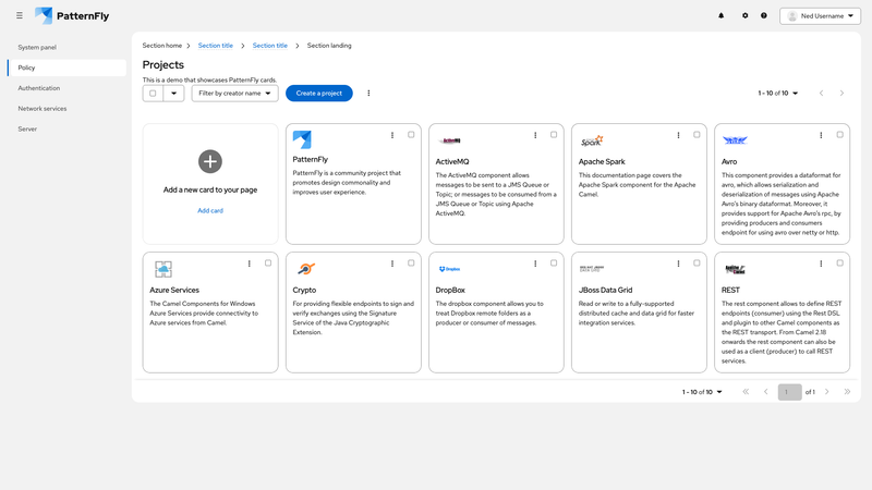 Card view screenshot