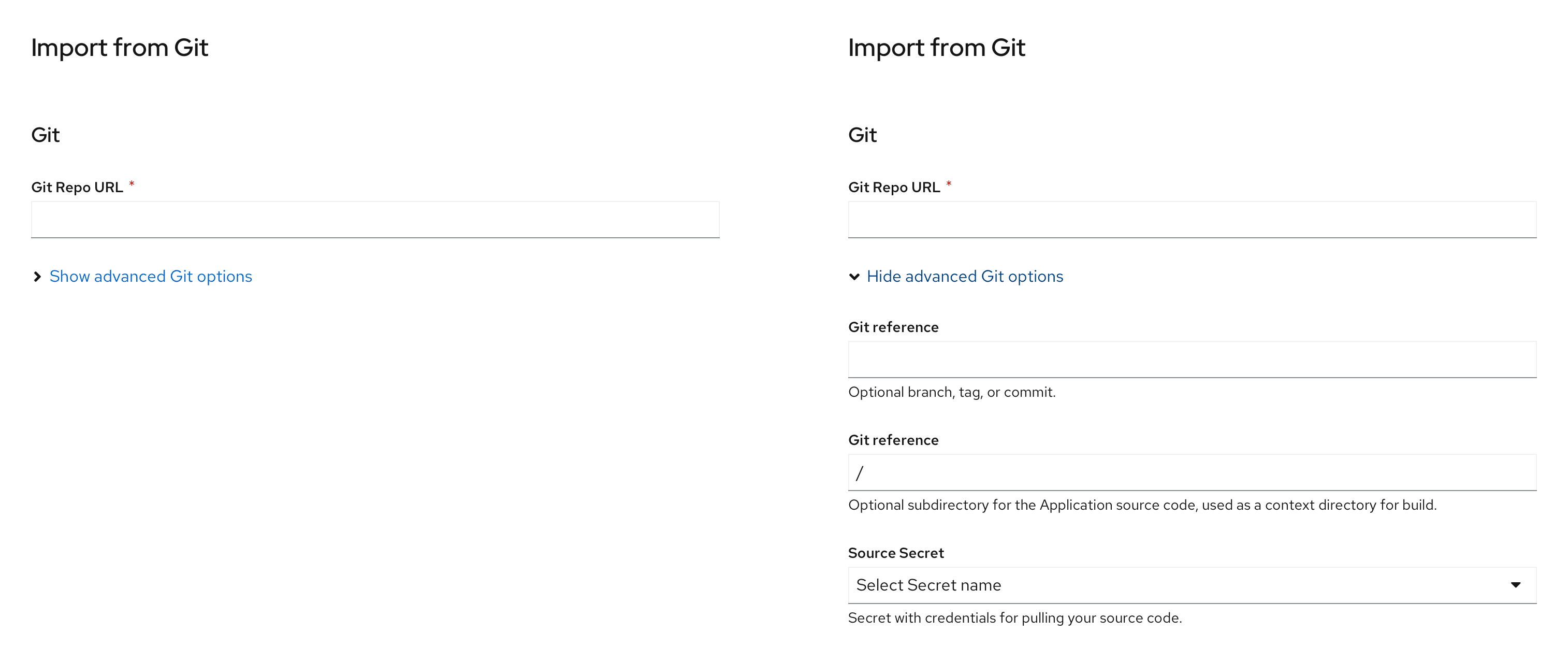 Expandable section in a form