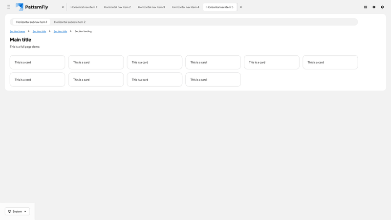Horizontal nav with horizontal subnav screenshot