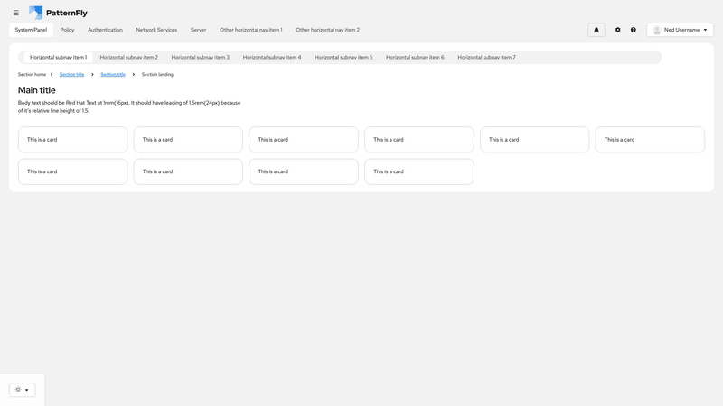 Horizontal nav with horizontal subnav screenshot